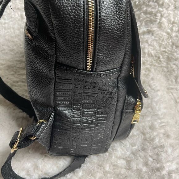 Steve Madden Black synthetic embossed small backpack gold tone hardwares. - Picture 10 of 16
